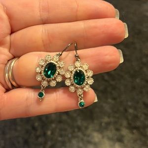 Emerald costume earrings